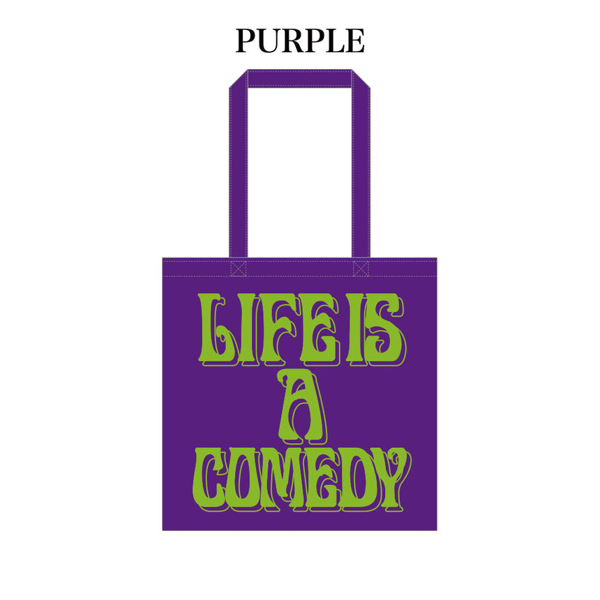 COLOR TOTE BAG（PURPLE）LIFE IS A COMEDY