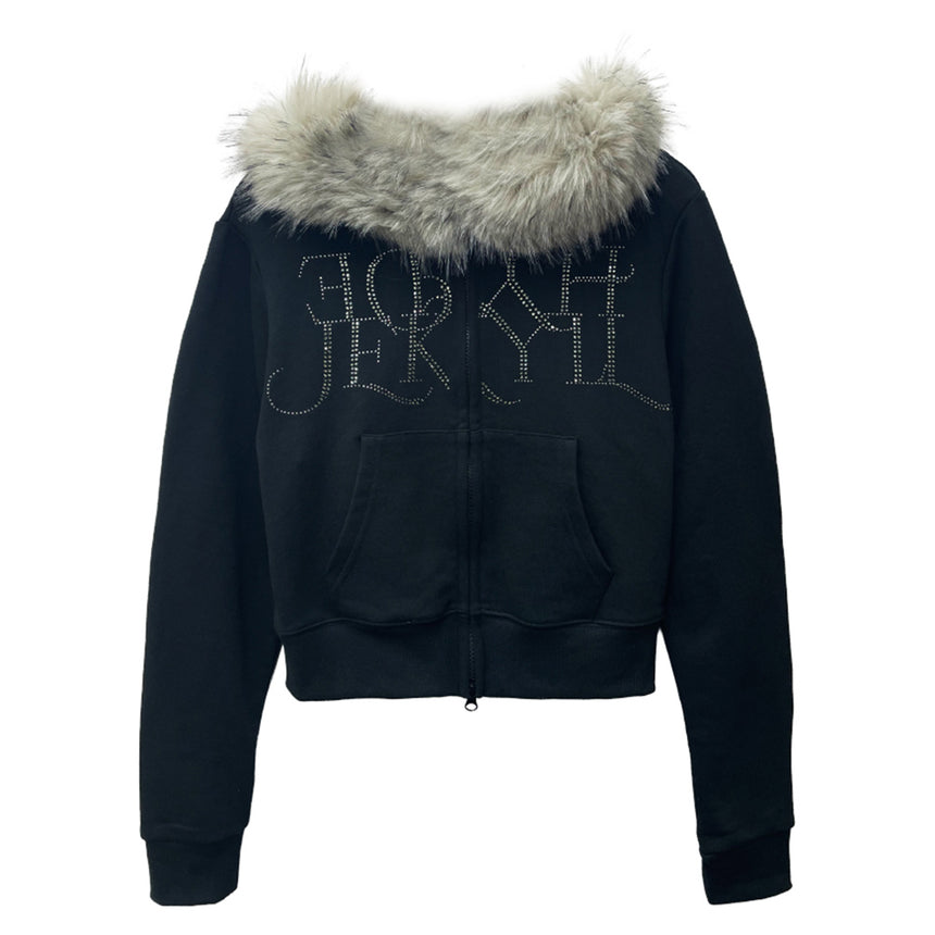 FUR ZIP SWEATSHIRT