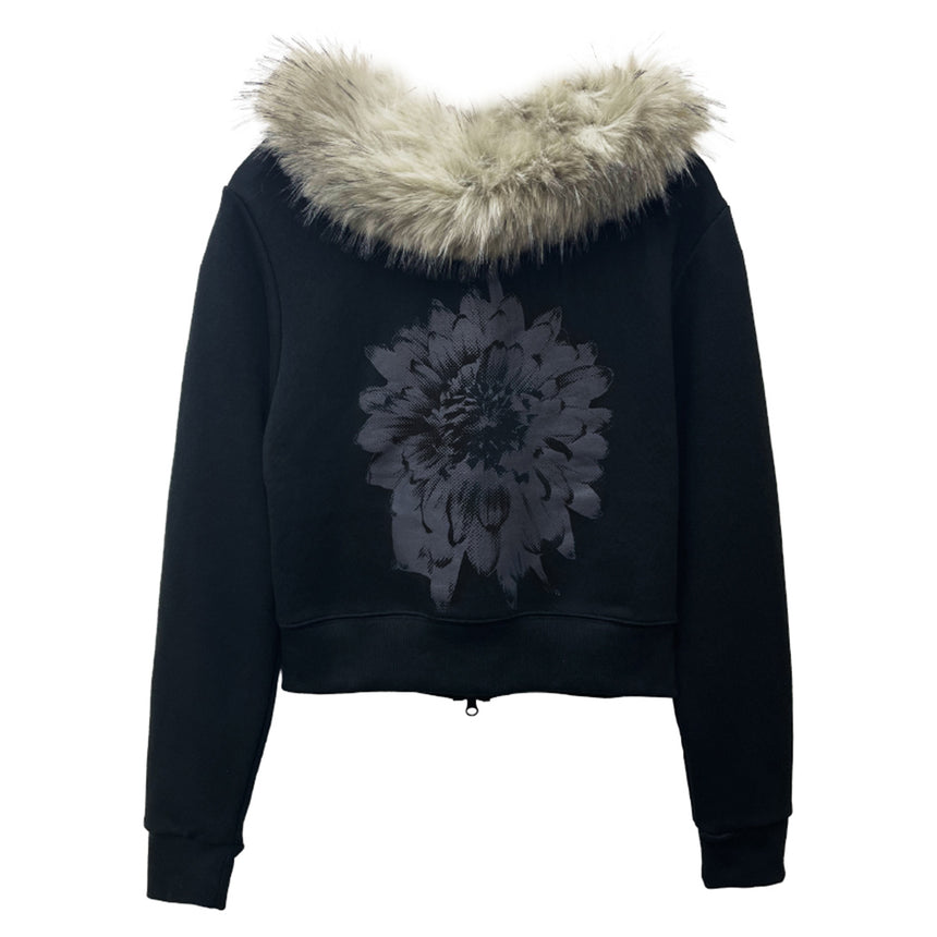 FUR ZIP SWEATSHIRT